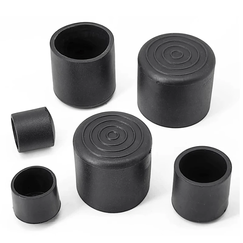 Pipe End Cap Round Black PVC Soft Rubber Sleeve Tube Cap Table Chair Foot Pad Protective Leg Cover 6-80mm