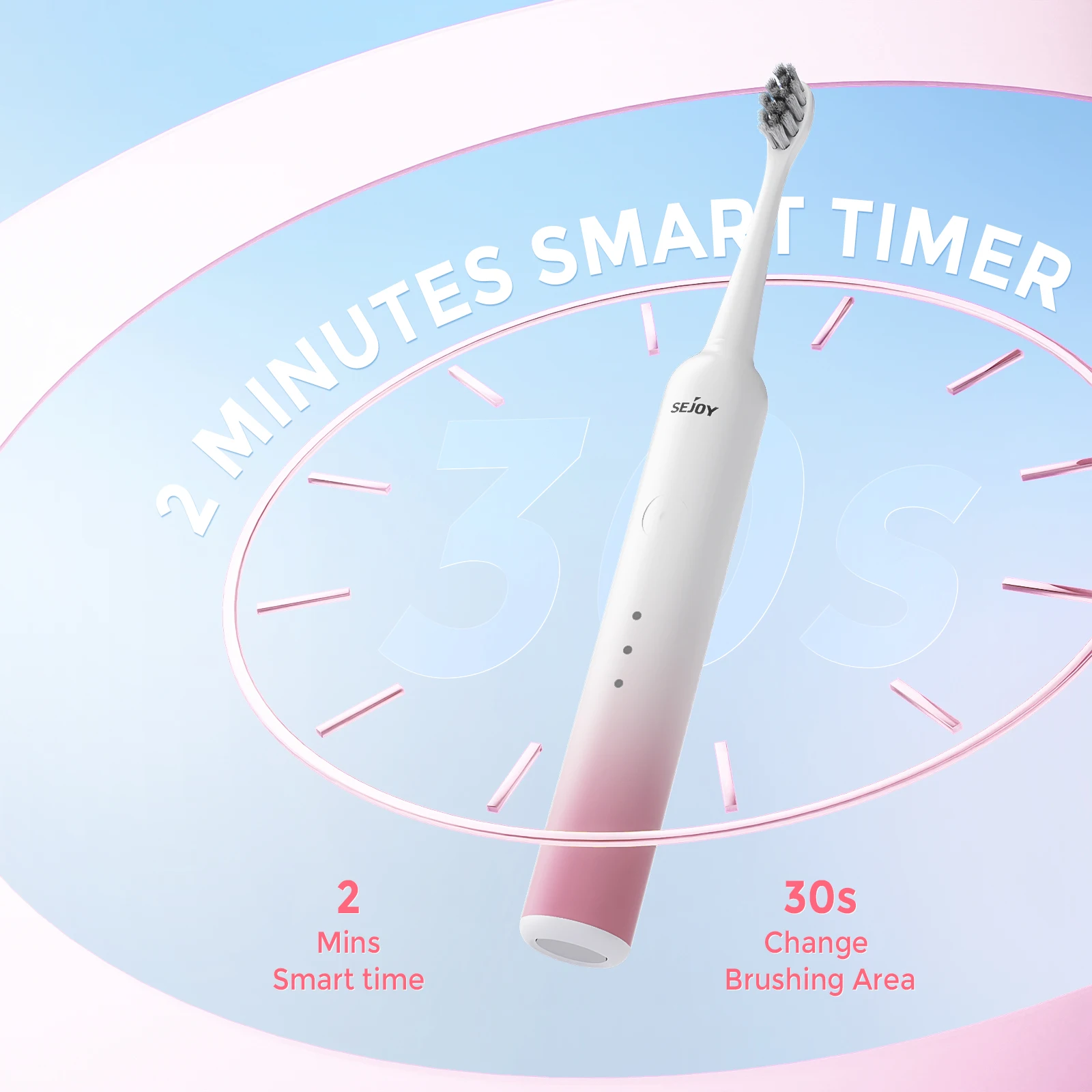 SEJOY Fade Color Oral Cleaning Personal Sonic Electric Toothbrush Care Appliances IPX7 6 Modes Smart Rechargeable Automatic 4