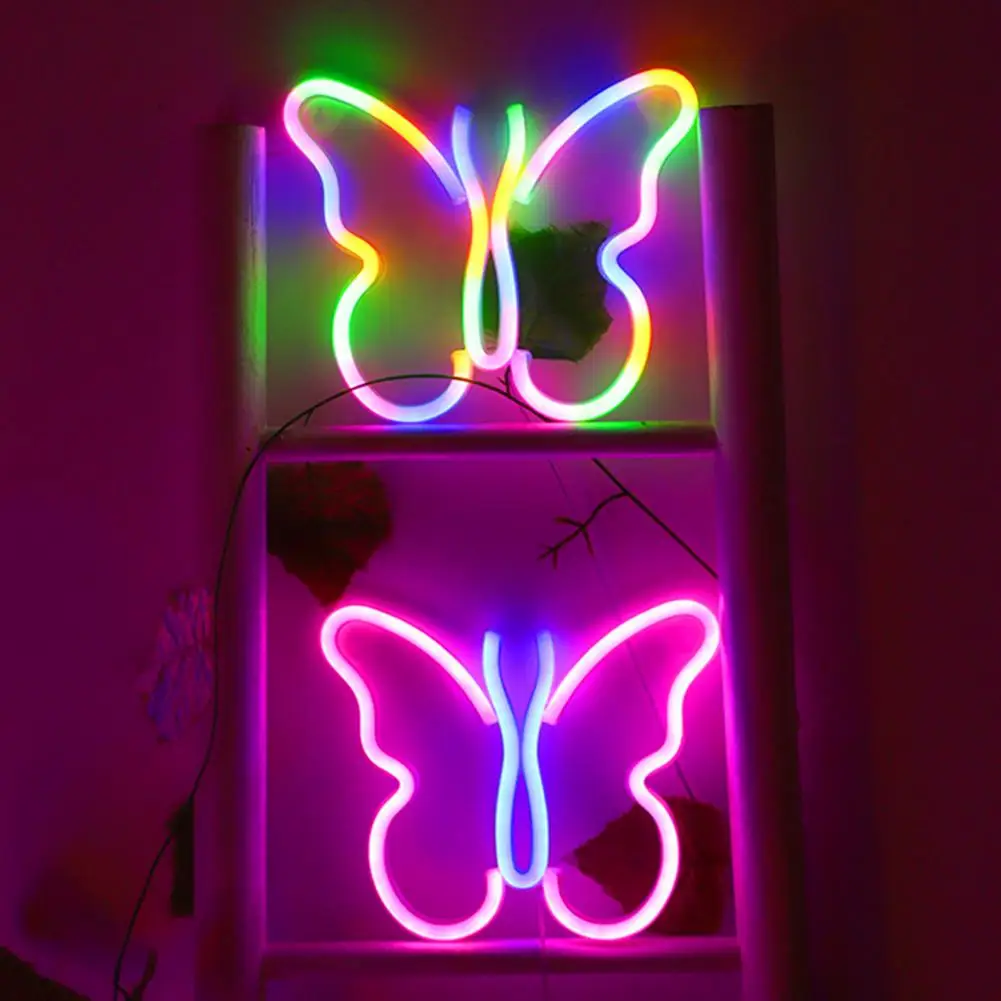 

Butterfly Neon Lamp Led Neon Lamp Butterfly Neon Sign Lamp Flicker-free Led Wall Art Decoration Usb/battery Operated 3 Years