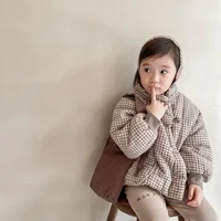 Hiver filles coton rembourré veste bébé polaire épaissir Beige café coton rembourré vêtements manteau enfants vêtements d'extérieur E 122662 5
