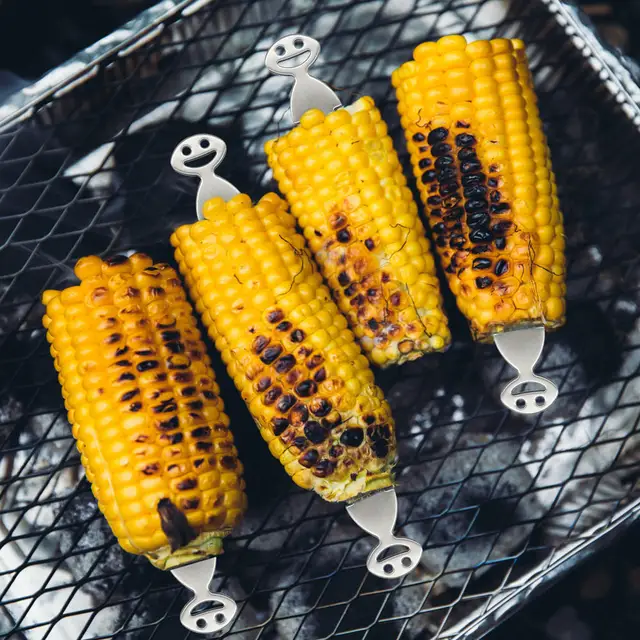 Villa Kukorica Nyárs Rozsdamentes Acél Kukoricatartók Bbq Botkészlet Cob Nyáron Hordozható Gyümölcsvillák Kültéri Barbecue Szerszám - Image 2