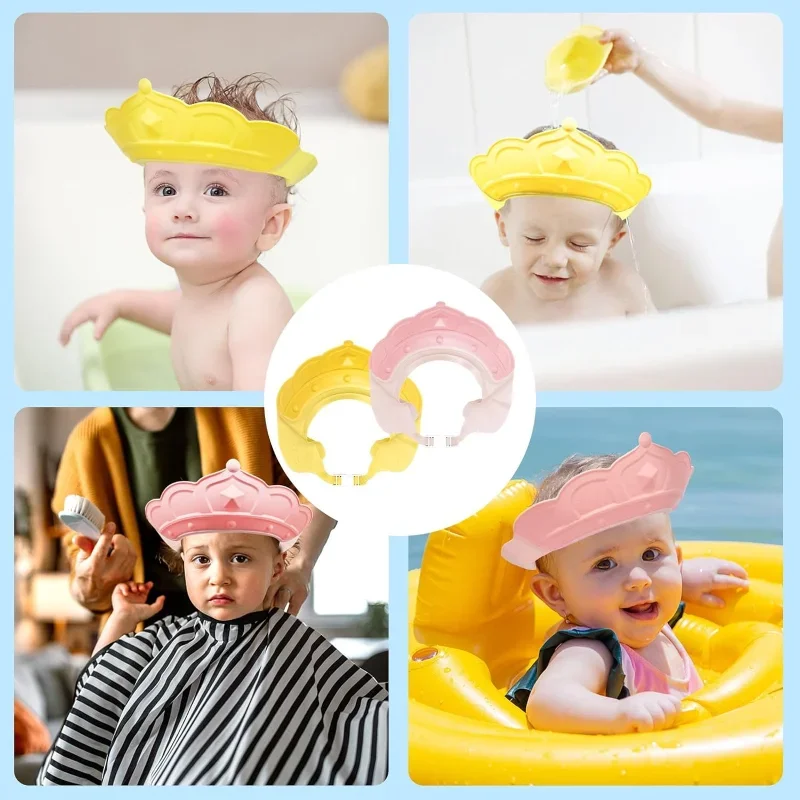 Shampoo Hat Children's Bath Hat Crown, Infant Shampoo Waterproof and Adjustable Silicone Ear Protector Baby Tool