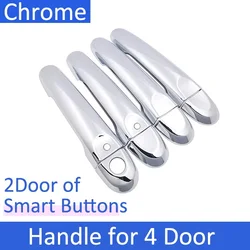 Chrome Door Handle Cover - Sleek Exterior Car Accessory (4 Handle 2 Buttons)
