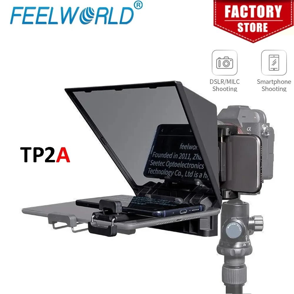 

FEELWORLD TP2A Portable 8 Inch Teleprompter Supports Under 8" DSLR Shooting Smartphone/Tablet Prompting Remote
