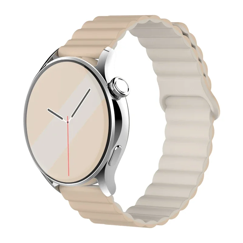 Universal Magnetic Loop Silicone Smartwatch Strap – 20mm/22mm Band with Adjustable Link Bracelet Design