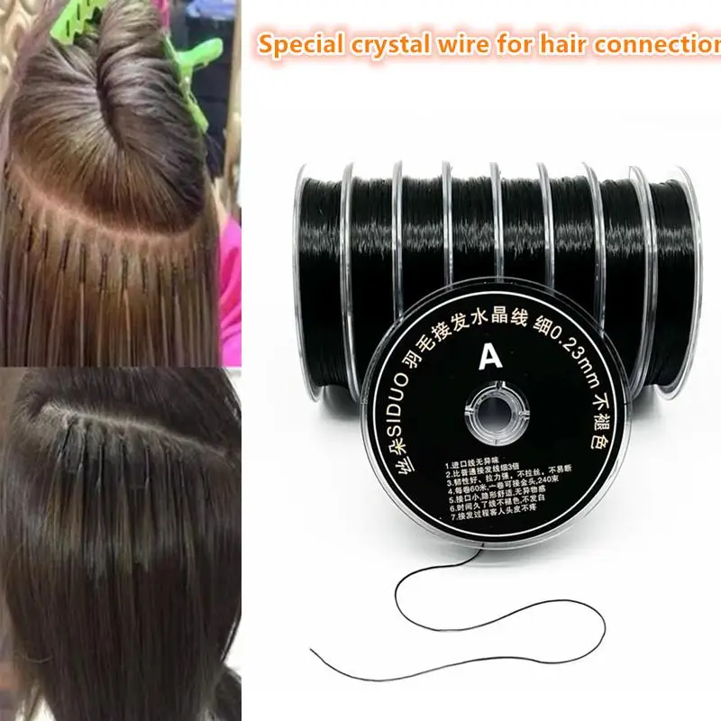 1 Rotolo da 60M di Filo Elastico in Cristallo per Salone, per Cucire e Decorare Capelli, per la Realizzazione di Trecce, Parrucche ed Extension