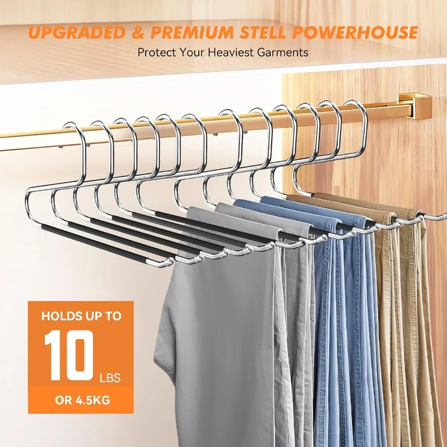 18 Pack Space Saving Open Ended Metal Pant Hangers Non Slip Jean Hangers for Men and Women Ideal Closet Storage Organizer for C