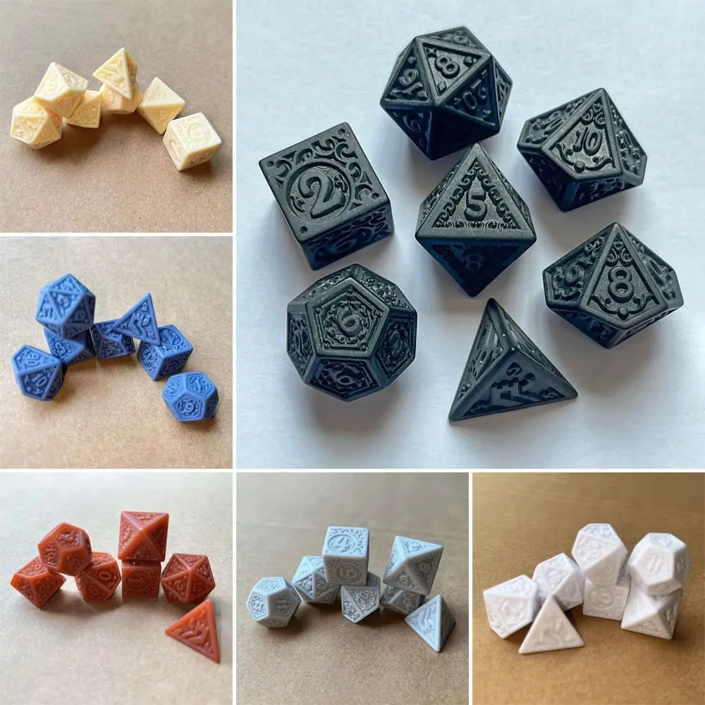 

7Pcs/set 7-Die Table Game DND Dice Party Game Hollow Retro Game Dice Acrylic D4 D6 D8 D10 D12 D20 Polyhedral Dice TRPG DND