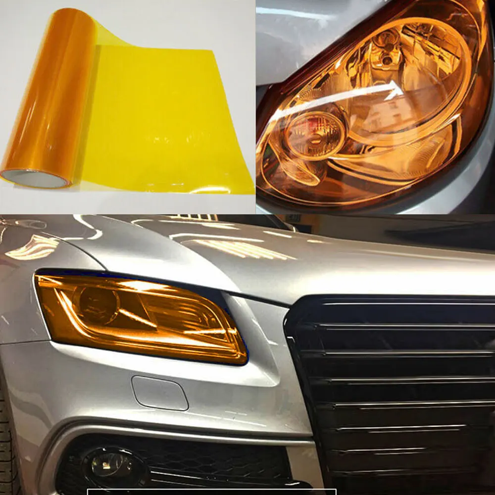 

1Pc Car Light Protective Stickers Amber Orange Headlight Taillight Fog Light Decal PVC Vinyl Film Cover Car Exterior Accessories