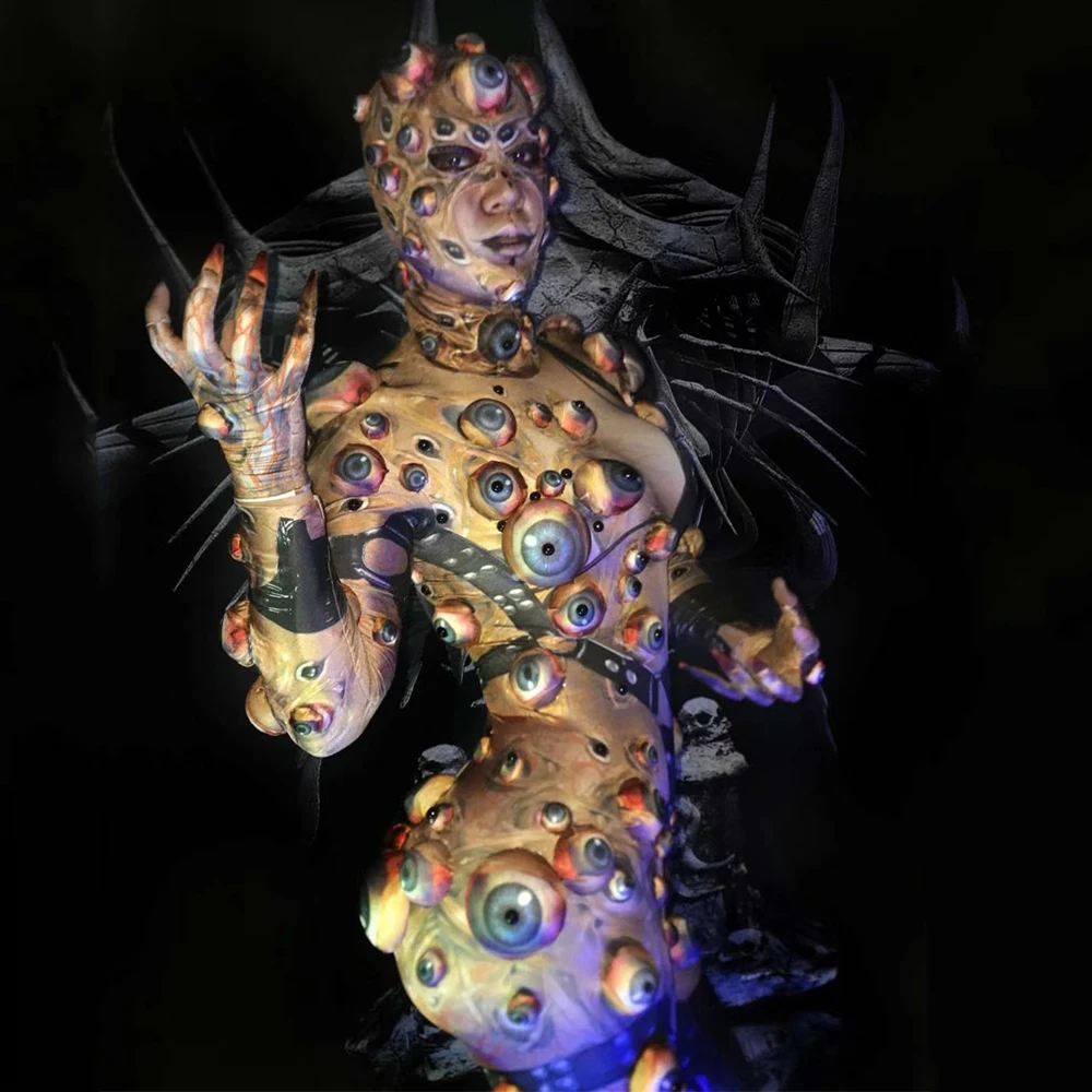 

Nightclub Dancer Stretch Bodysuit Halloween Full Eyes Monster Role Playing Costumes Party Show Performance Stage Wear Women Men