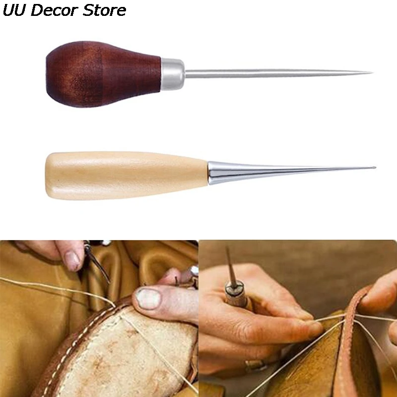 WoodenHandleAwlsDIYLeatherTentSewingAwlShoesRepairToolHand
