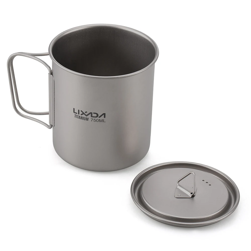 Portable Cups Portable Folding Cups Titanium Cup Lixada Ultralight Titanium Cup Portable Camping Picnic Water Cup Mug with Foldable Handle 300ml/350ml/420ml/550ml/650ml/750ml