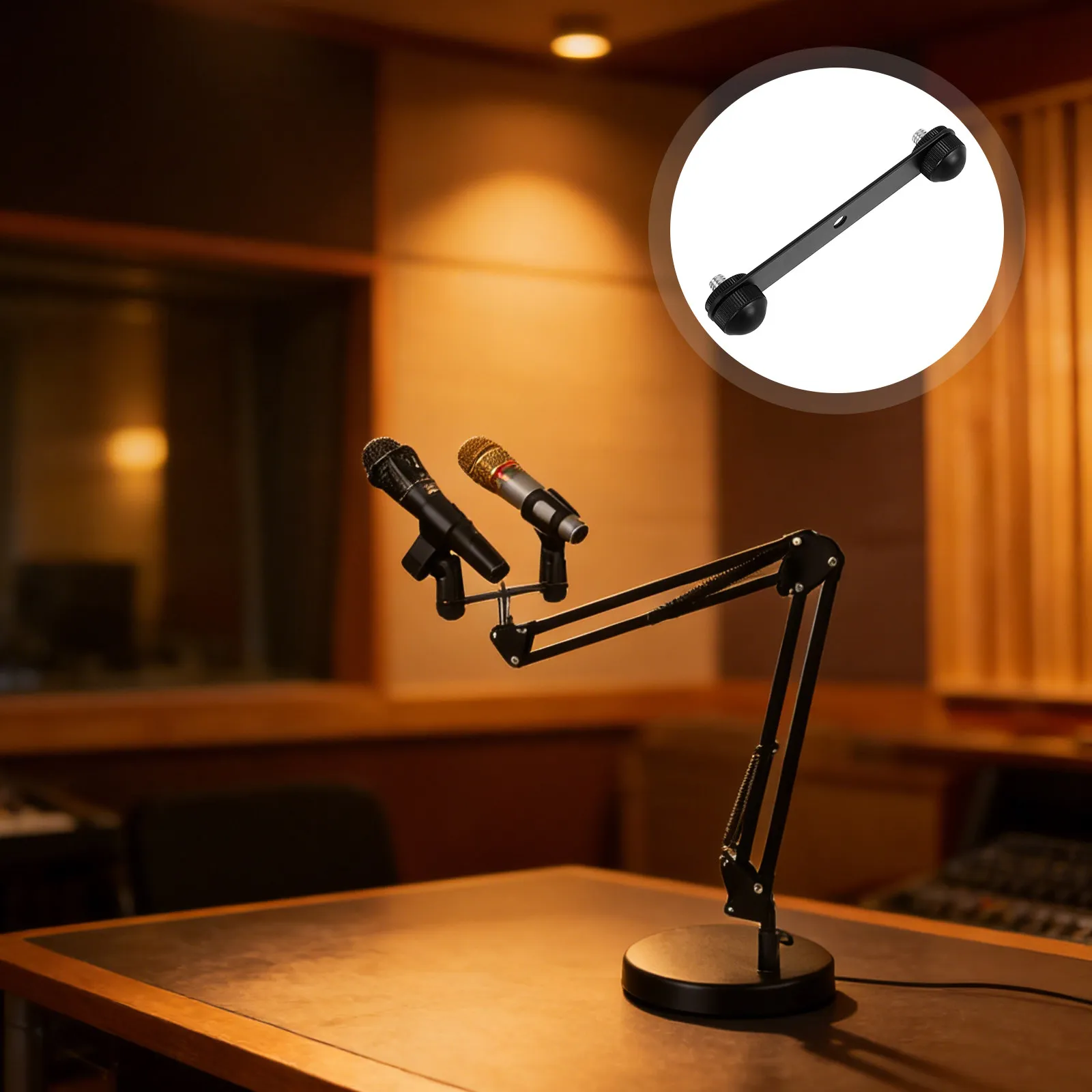 마이크 마운트 바 듀얼 마이크 홀더 브래킷 T자형 금속 연장 레코딩 스튜디오 팟캐스트 멀티 마이크 스탠드 홀더