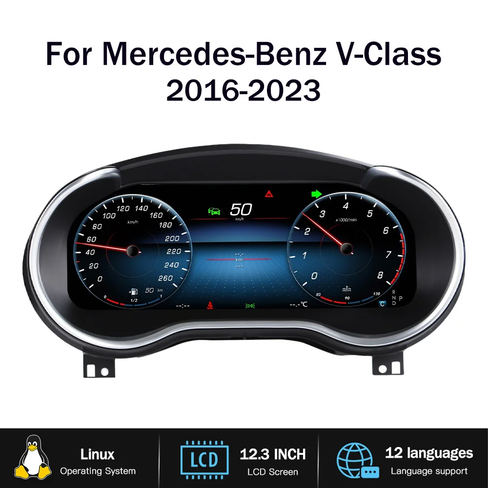 Panel de Instrumentos Digital LCD de 12.3'' con Carplay y Android Auto para Mercedes-Benz Clase V W447 2016-2023 1