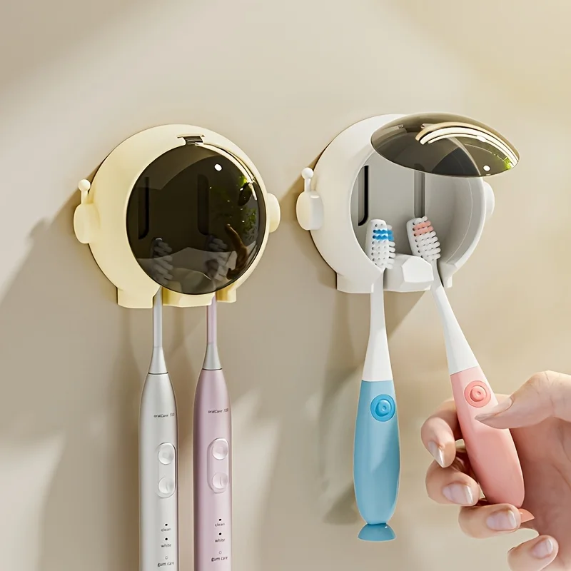Astronaut Wall-Mounted Electric Toothbrush Holder Toothbrushes with Lid Organizer Suction Traceless Hook bathroom accessories