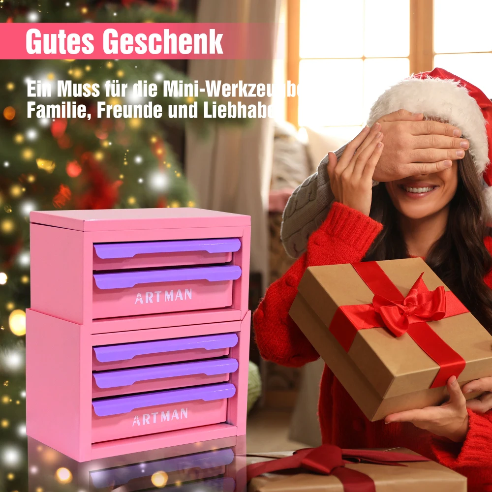 Werkzeugkasten, Werkzeugschrank mit Stilvollen Metallgriffen, Stapelbar, Elegante Kosmetikbox mit Schubladen, Platzsparend, Vielseitiger Aufbewahrungsbehälter – Detail 18