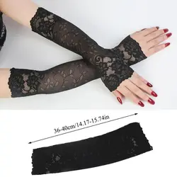 Summer Lace Sunscreen Gloves Cutout Sleeve Driving Outdoor Sun Protection Scar Cover Gloves Female Ice Silk Arm Sleeve Mittens