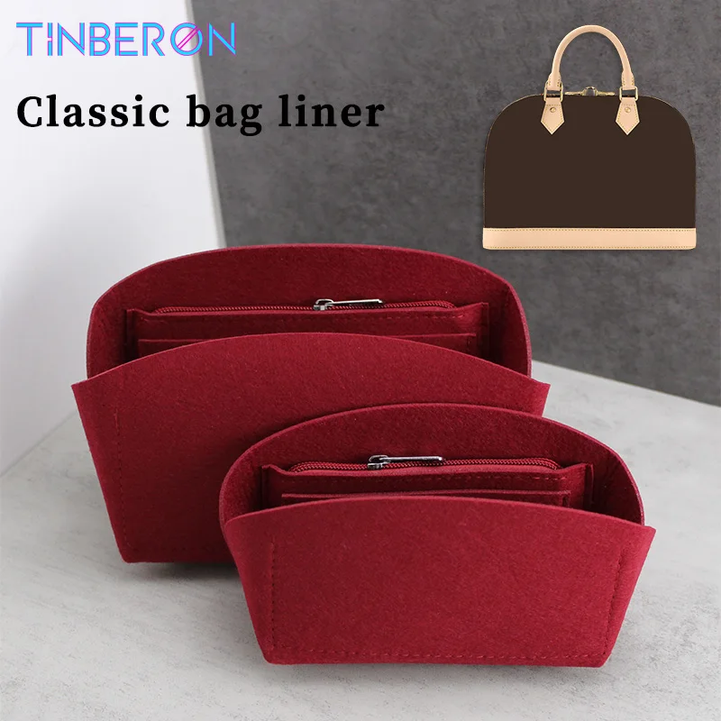 TINBERON Felt Cloth Make Up Bag Handbag Organizer Insert Fits For Shell Bag NANO BB Storage Bags Travel Organizer For Cosmetics