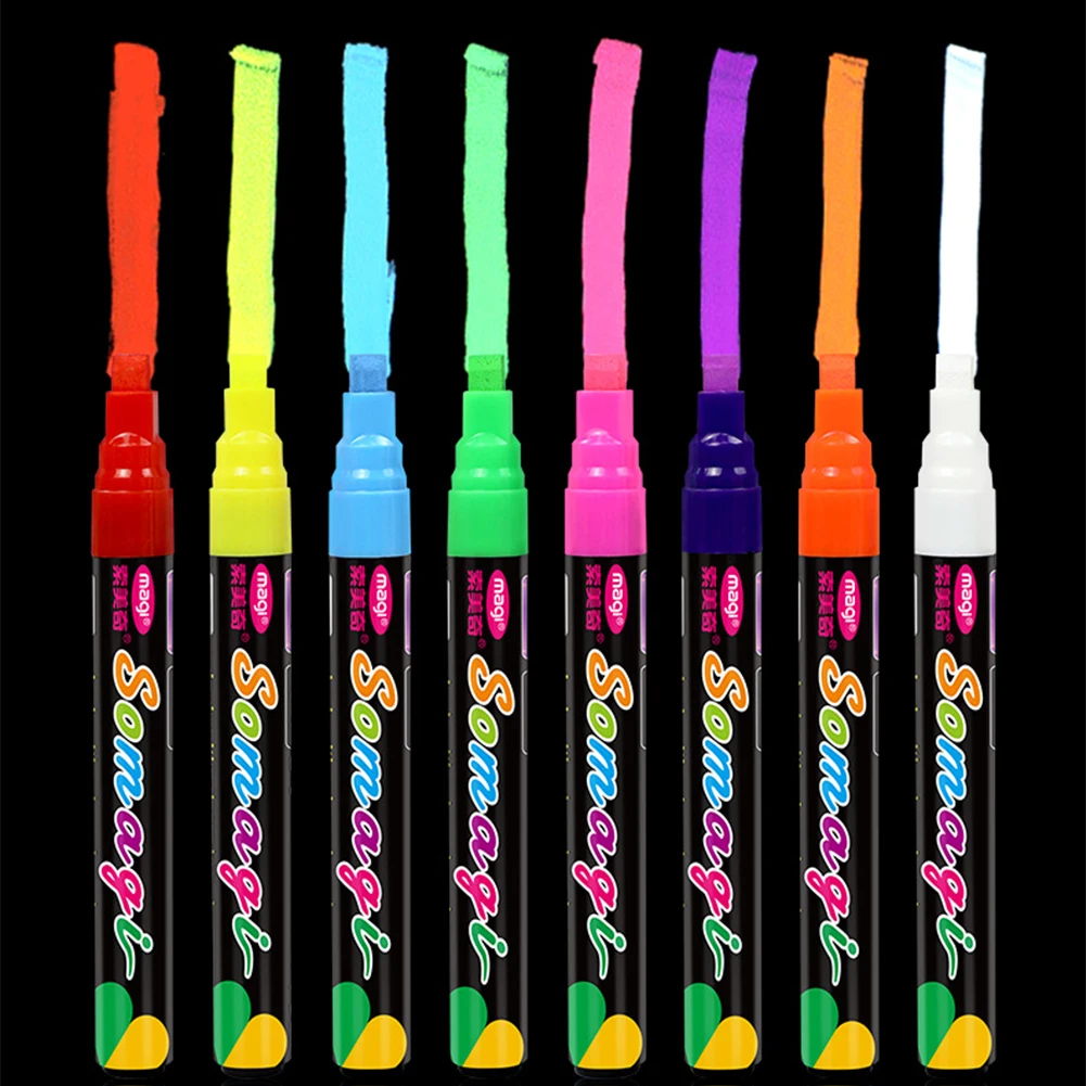 8Pcs LED 쓰기 보드 지울 수있는 마커 형광 마커 유리 창 그림을위한 액체 분필 칠판 그림
