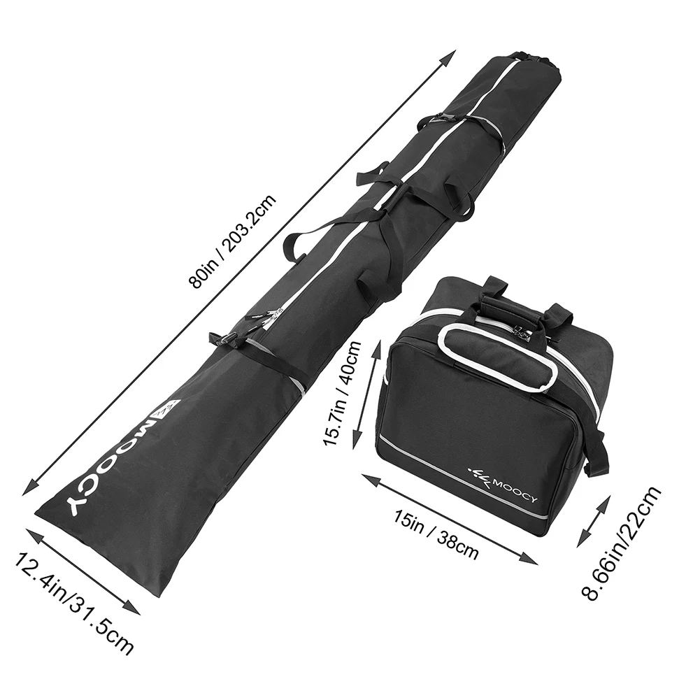 2 Pcs Ski Set Waterproof Ski Duffle Bag & Boot Tote Set  Ski Carrier Bag & Boot Pouch Ski Equipment Bag Set for Men Women