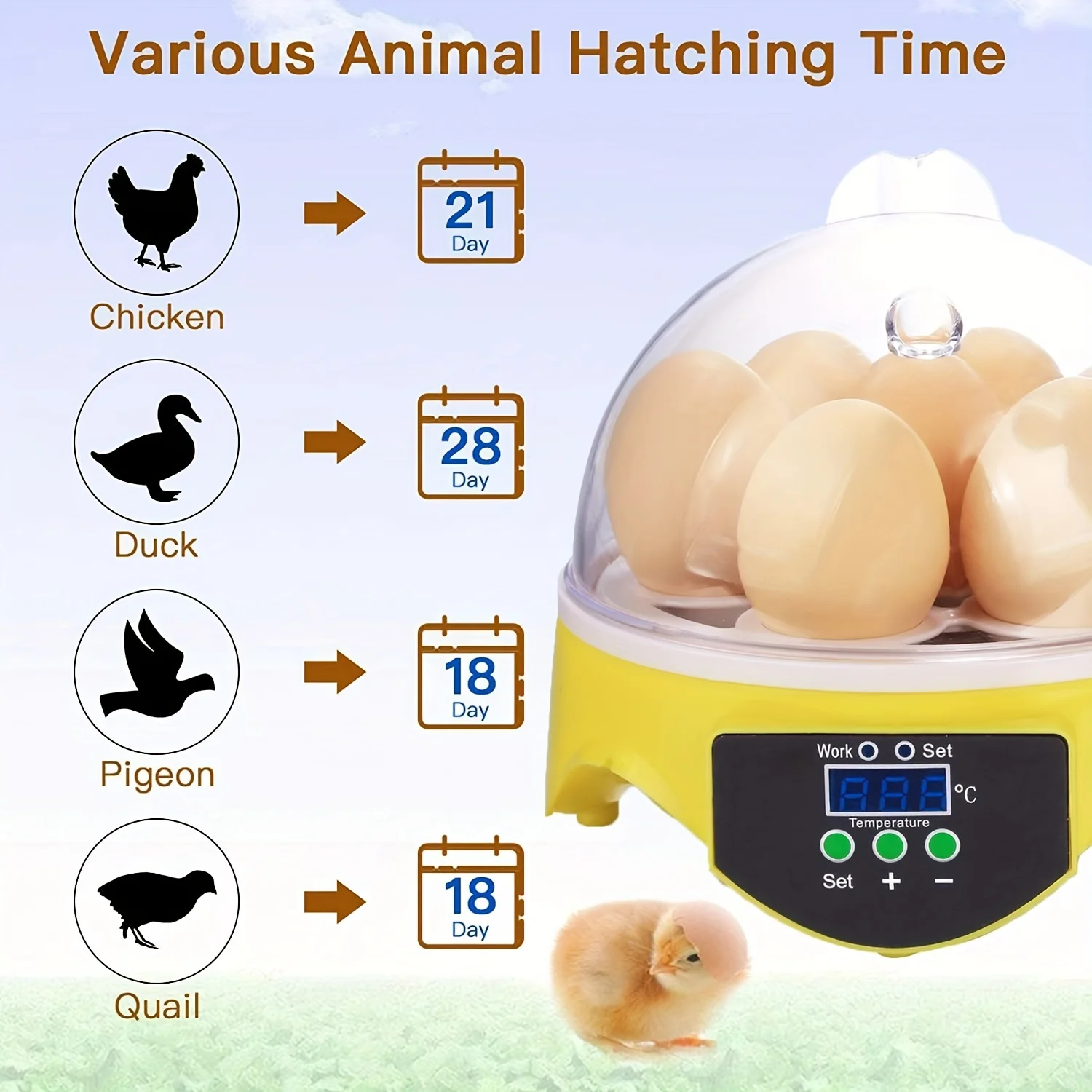 卵孵化器 デジタル温度制御 18卵用