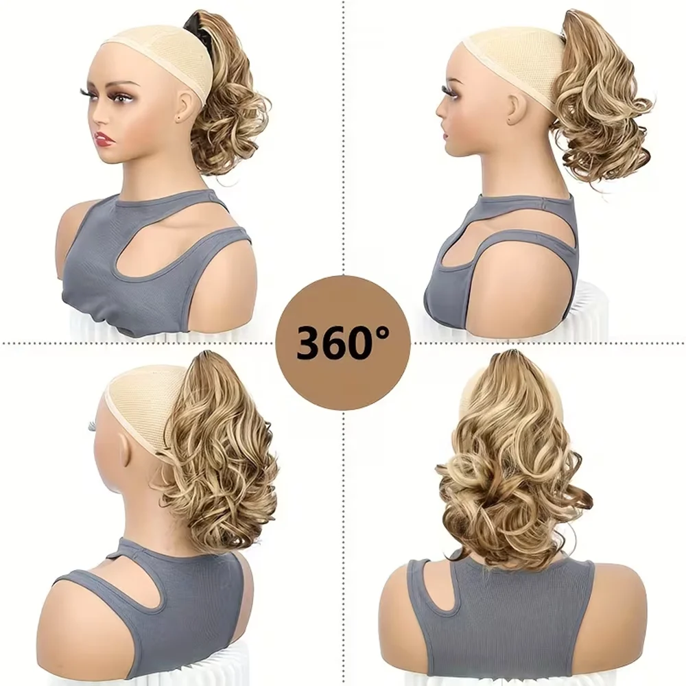12inch Easy Clip In Short Curly Ponytail Extension for Girl Comfortable Versatile Synthetic Hair Accessory Perfect for Christmas