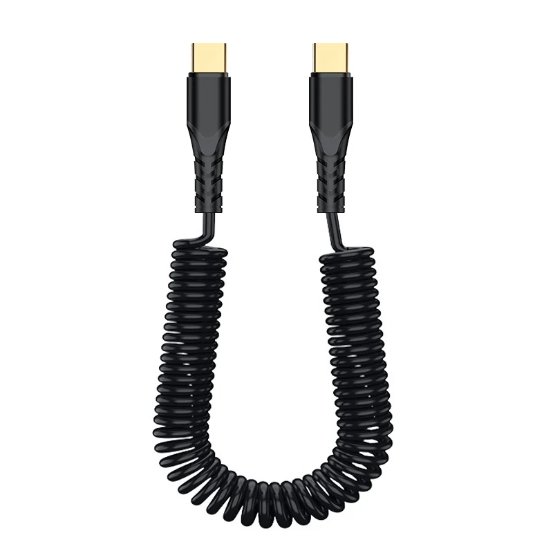 Right Angle Coiled USB C Fast Charging Cable