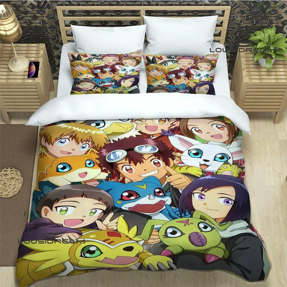 Digimon cartoon printed Bedding Sets exquisite supplies set duvet cover bed comforter set bedding set luxury birthday gift 2