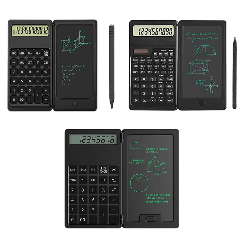 Foldable Calculator & 6 Inch LCD Writing Tablet Digital Drawing Pad With Stylus Pen Erase Button Lock For School Office Business