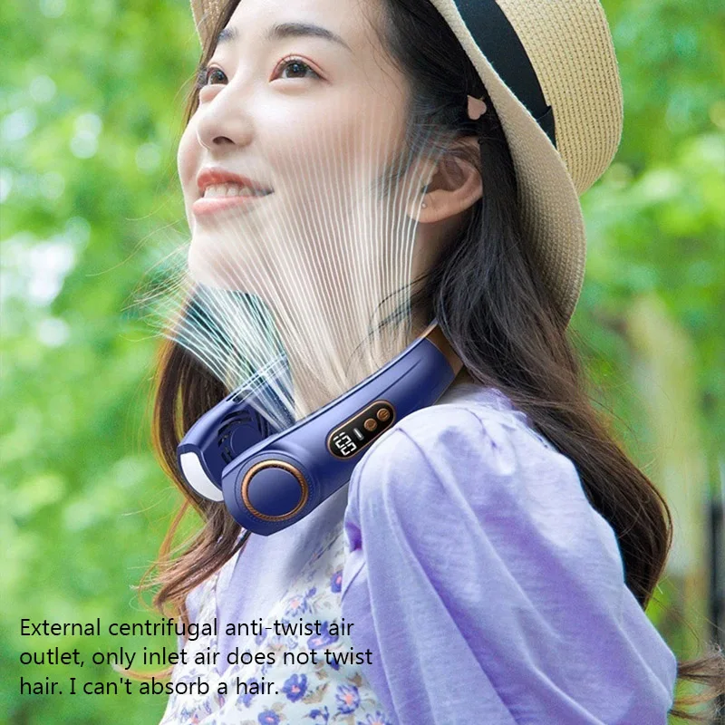 2024 New Outdoors Portable Halterneck Fan USB Handheld Silent Multi-function Bladeless Mini Electric Hanging Neck Fan 6