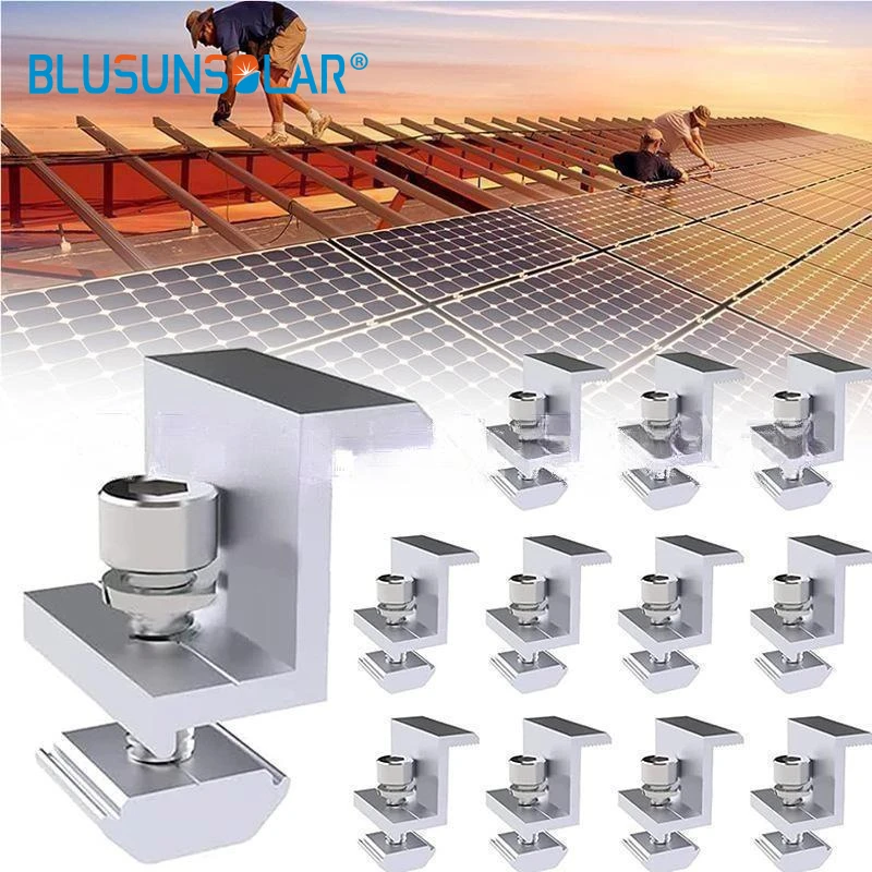 Suporte Solar Fotovoltaico pv End Clamp Liga de Alumínio para o Módulo Solar Painel Solar Racking Monta Acessórios 10 Pcs
