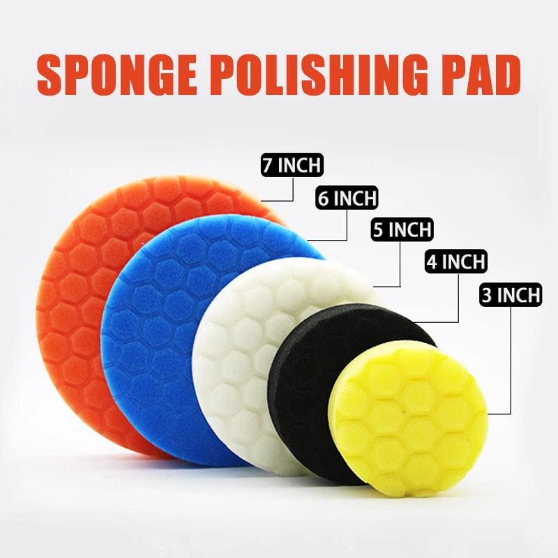 

5pcs Buffing Sponge Polishing Pad Hand Tool Kit For Car Polisher Compound Polishing Car Beauty Polishing Tool Set 3/4/5/6/7 Inch