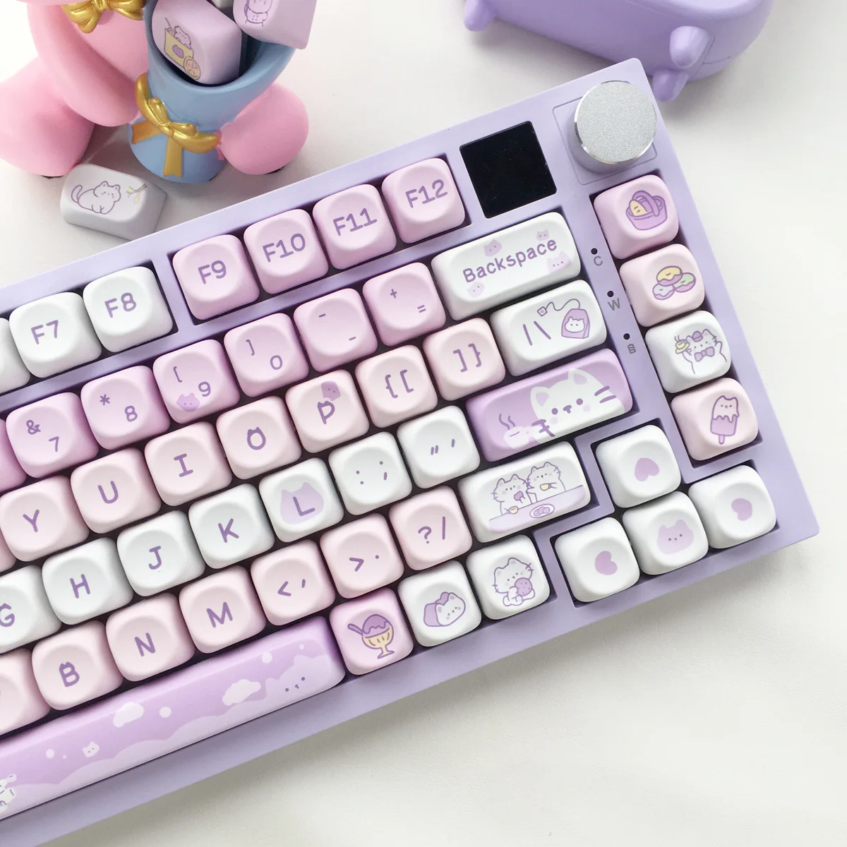 Diy Personalizado Teclado Mecânico Keycap Filhote de Cachorro dos Desenhos Animados Gato Gatinho Perfil Moa Pbt Sublimação de Tintura 95 Chaves - Imagem 3