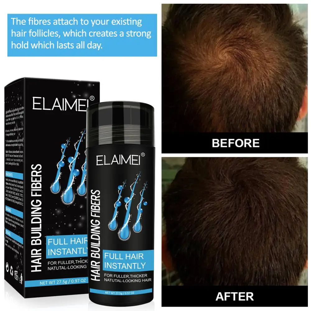 ELAIMEI 27.5g Hair Growth Fiber Keratin Thickening Spray Building Fibers Loss Products Instant Wig Regrowth Powders