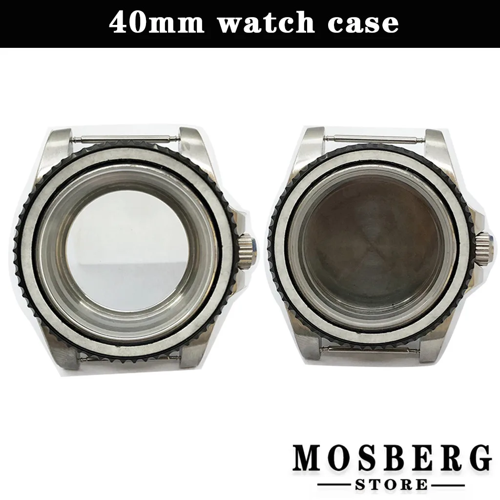 

40mm Watch Case Silver Solid 316L Stainless Steel For NH35 NH36 ETA2836 Miyota 8215 8205 821A DG2813 3804 Watches Accessories