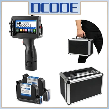 DCODE 1750PLUS Portable Handheld Inkjet Printer with Black Metal Suitcase 12.7/25.4mm Batch Number Date QR Barcode Label Printer