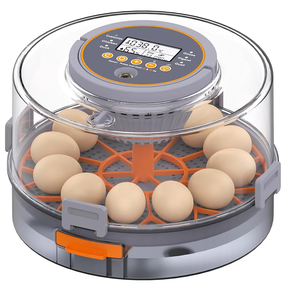 Egg Incubator with Automatic Egg Turning and Humidity Control, Intelligent Egg Incubator with Automatic Temp. Adjustment, 12 Egg