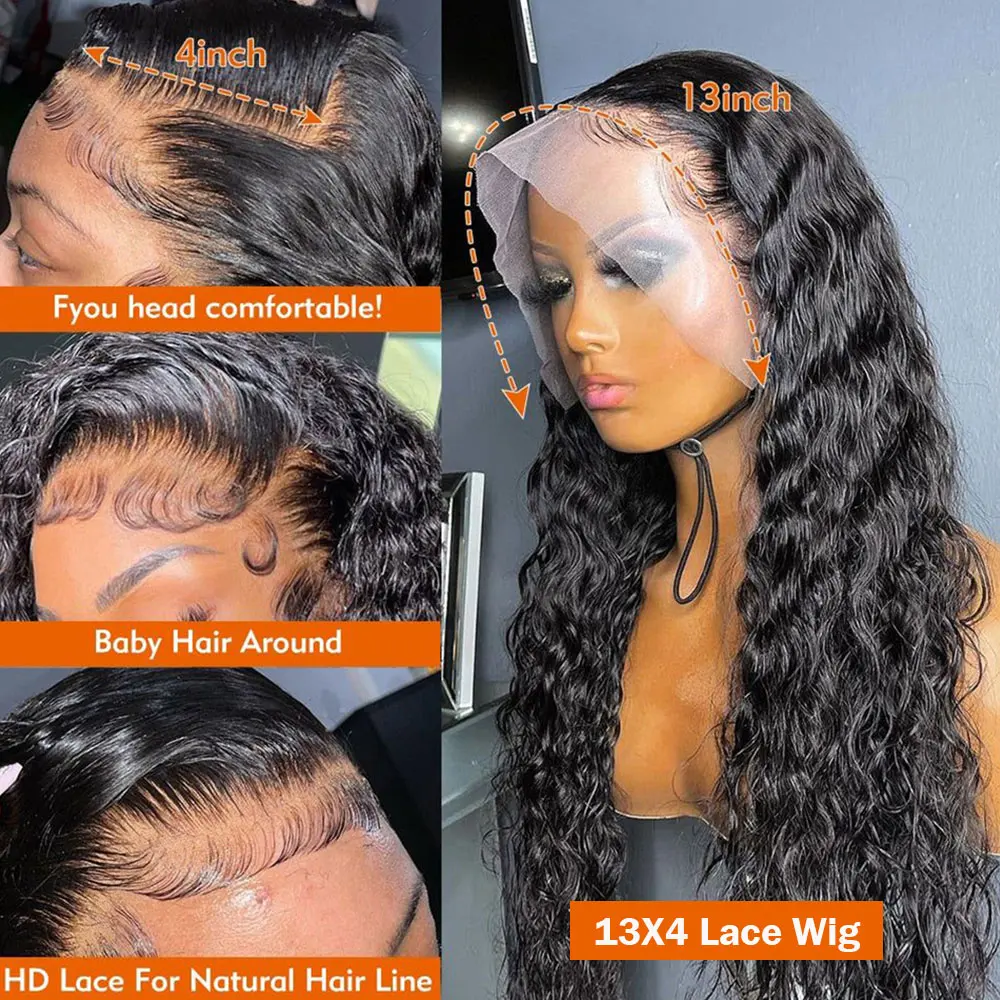 40 Inch 13x6 Deep Wave Hd Lace Frontal Wigs For Women Curly Human Hair Wig Brazilian Hair 30 Inch 13x4 Water Wave Lace Front Wig