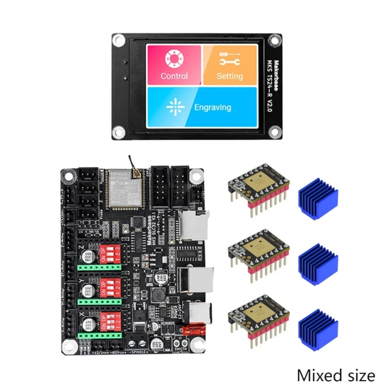 QX2B MKS- DLC32 오프라인 컨트롤러 메인보드, 32 비트 ESP32 WIFI GRBL TS24-R 터치스크린 CNC3018 레이저 조각기용 MAX-PRO