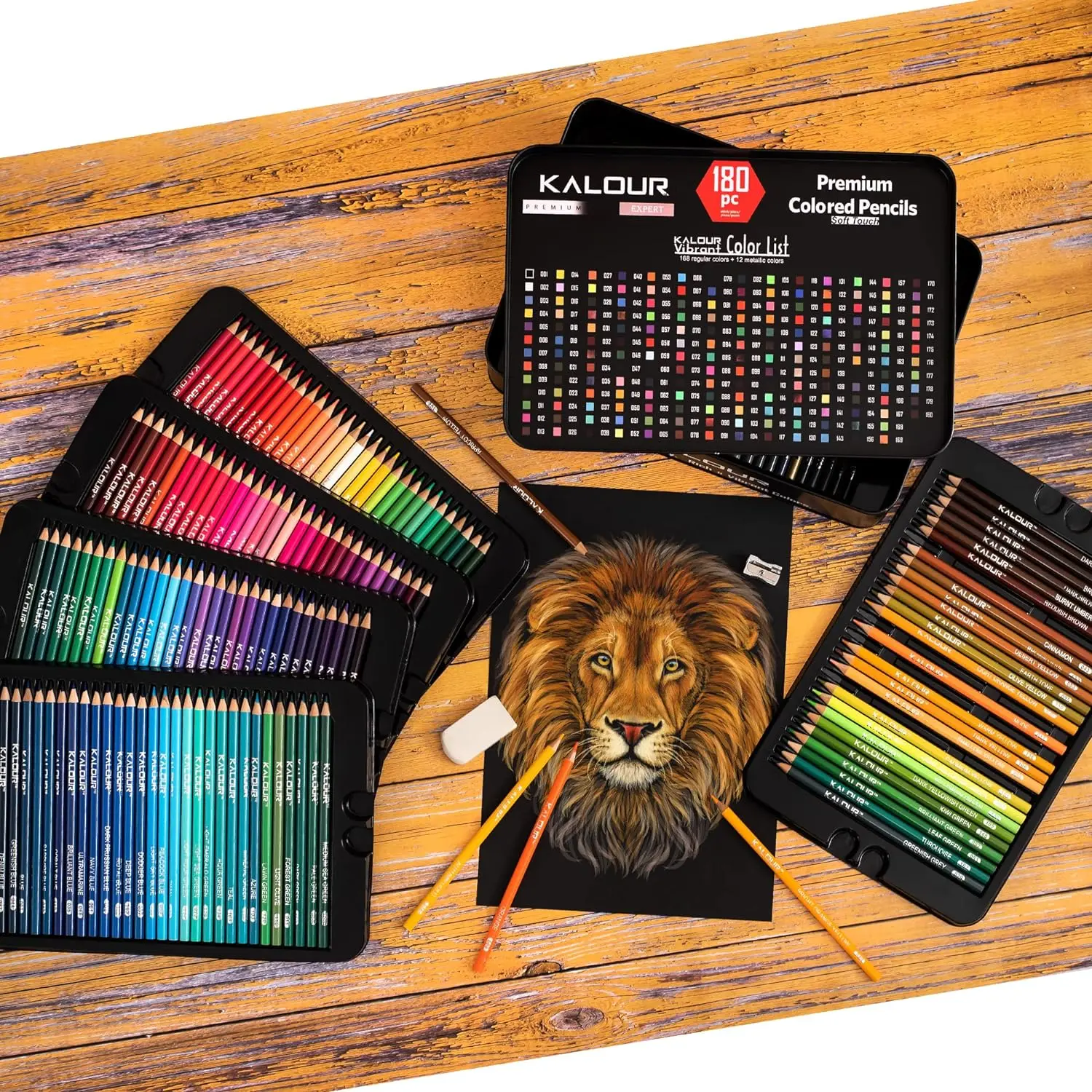 kalour vente chaude professionnel 50 couleur crayon de couleur ensemble  dans une boîte en fer avec 72 120 180 240 300 couleur avl