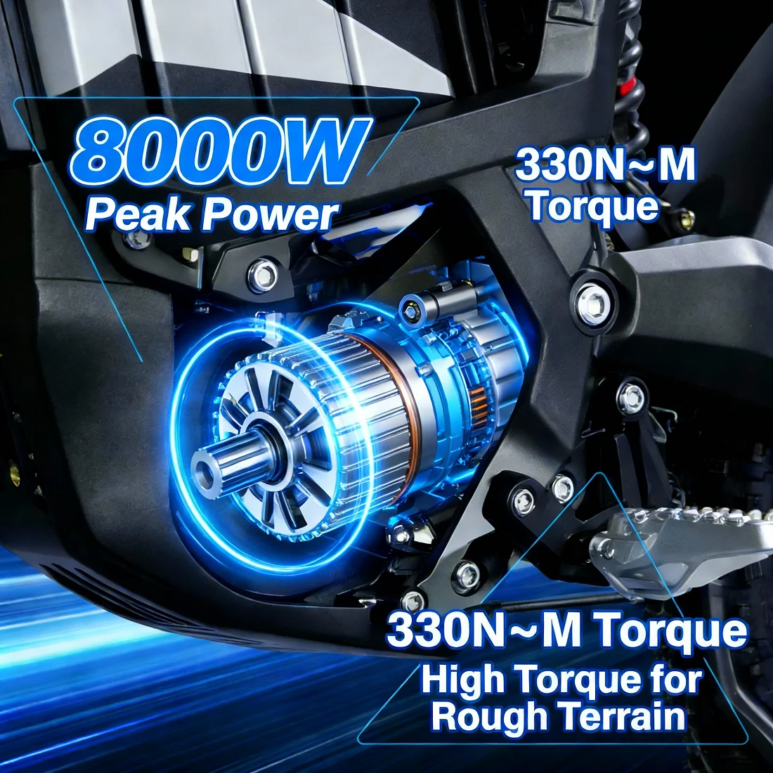 HEZZO R1 8000W 72V Leisure Off-Road Recreation Electric Motorcycle 330N·M 75Miles Hydraulic Disc Brake Free Shipping