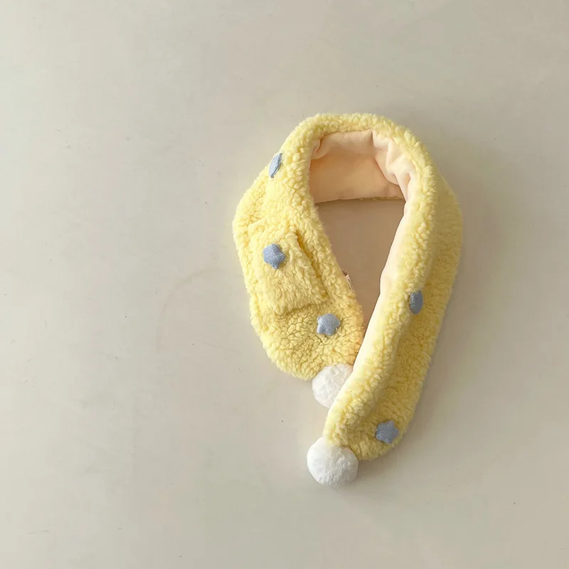 1-6years Children's Scarf Autumn and Winter Korean Version Ins Simple Labeling Star Plush Cross Boys and Girls Baby Scarfs