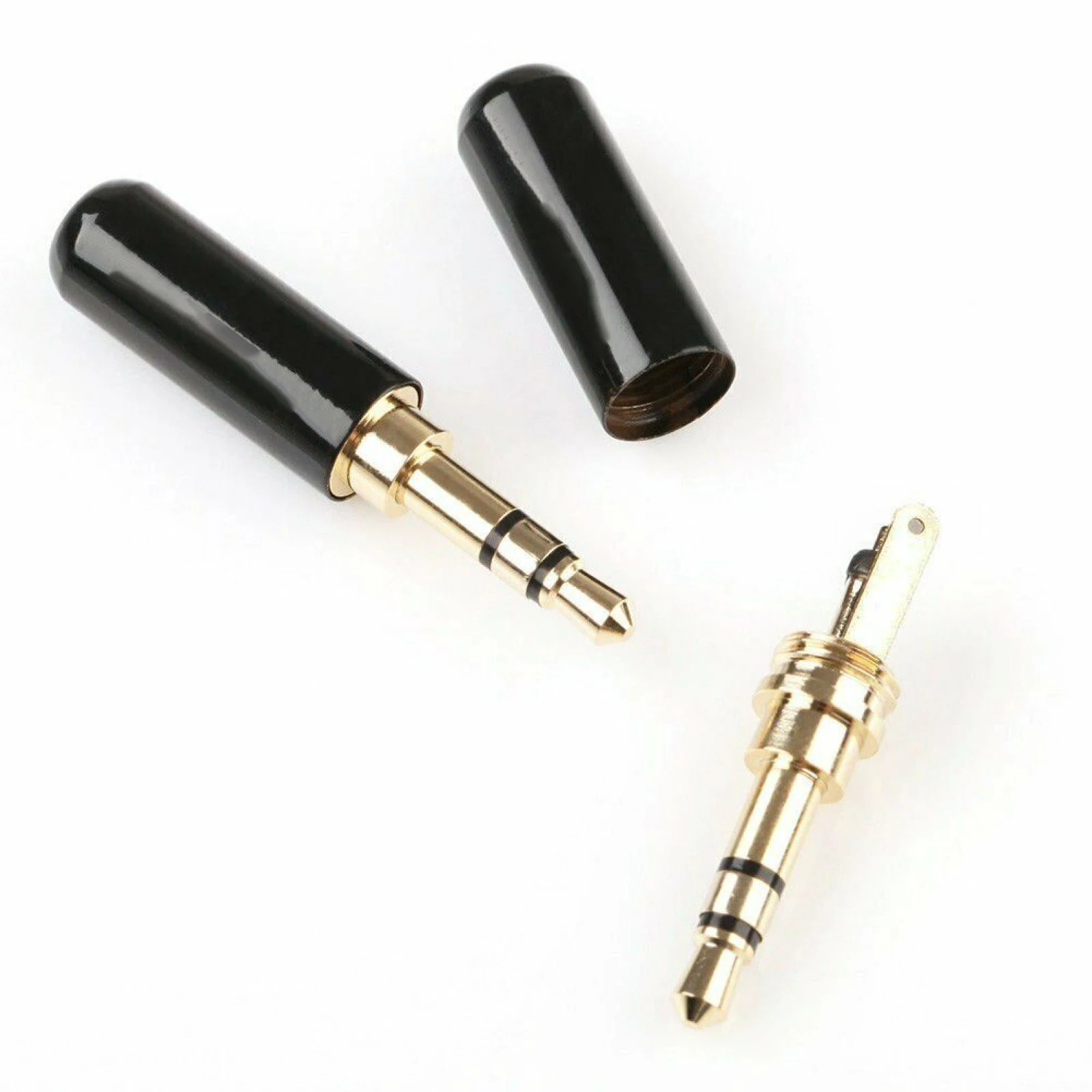 Audio Solder Connector 3Pcs 3.5mm Gold Plated Copper Male Stereo Mini Jack Plug Soldering Headphone