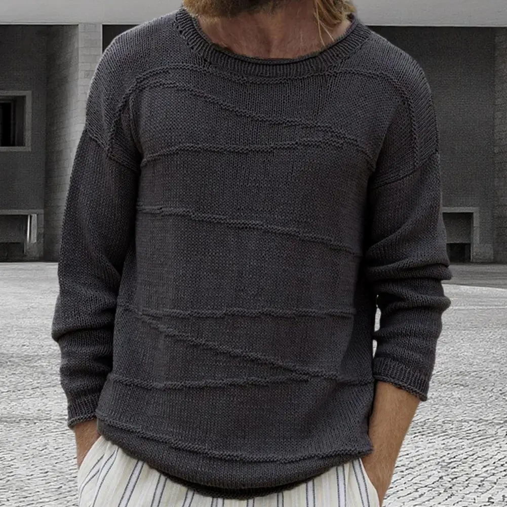 

Autumn Winter Casual Sweater Stylish Men's Casual Sweaters Loose Fit Knitwear with Ribbed Cuffs for Autumn Winter Seasons Men