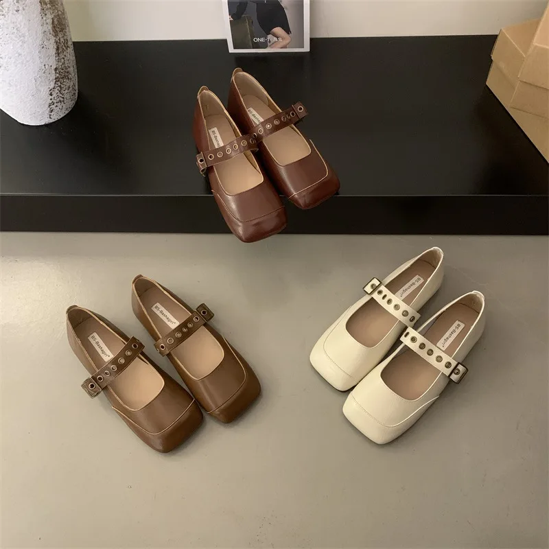 

Мокасины женские с закрытым носком, мягкие Повседневные кроссовки с круглым носком, Мокасины, летнее платье в стиле ретро, удобная обувь с квадратным носком