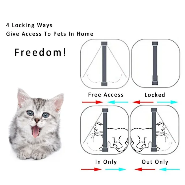 4 Way Lockable Dog & Cat Door,Pet Gate Allows Free Access in Both Directions,Flap Pet Gate Door,Cat door, Pet Safety Supplies 6