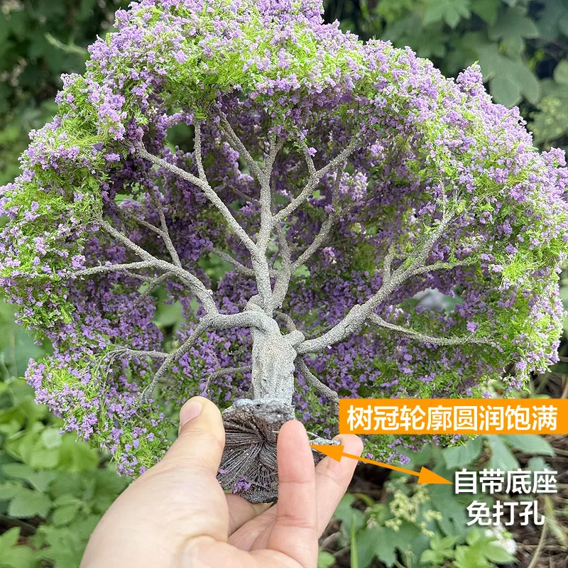 25cm 시뮬레이션 와이어 트리 모델 녹색 꽃 나무 인형 집 DIY 장식 풍경 애니메이션 정원 사진 풍경 디오라마