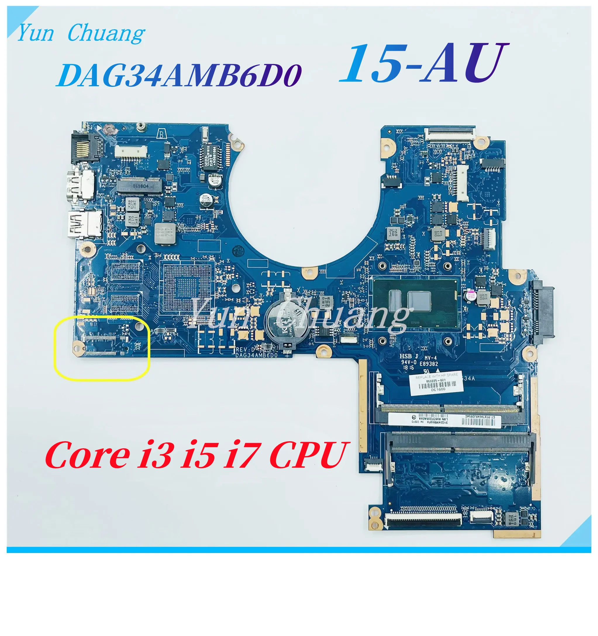 DAG34AMB6D0 Mainboard For HP PAVILION TPN-Q172 15-AU Laptop