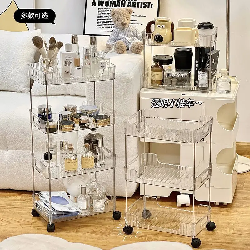 

Light Luxury Toilet Storage Rack Floor Small Cart Shampoo Holder Bathroom Cosmetics Seam Storage Mobile Storage Shelf