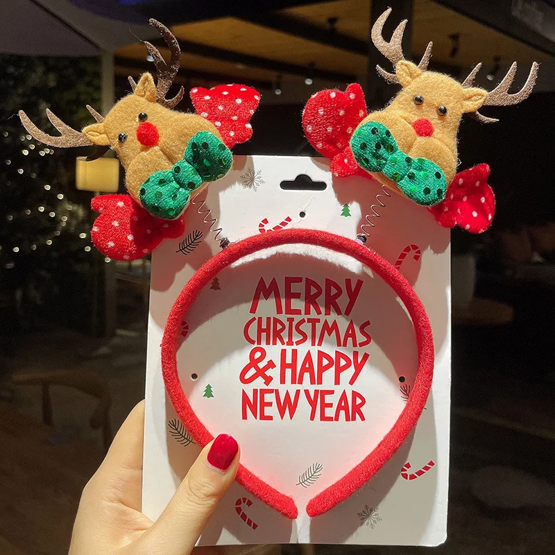 Christmas Sen Deer Horn Hair Band Female Santa Claus Hair Band Headwear Holiday Dress Headband Headwear New Year